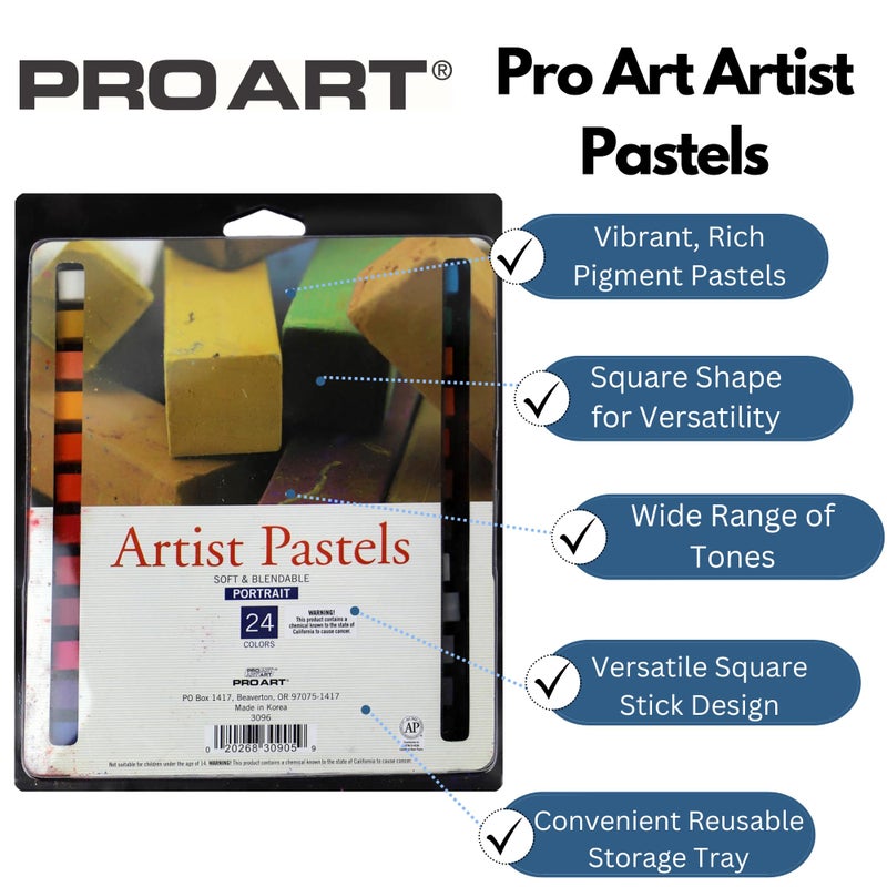 PRO ART Artist Pastel, 24 Portrait Color Set, Assorted, Count - Image 2